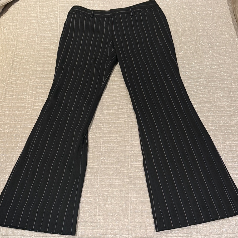 Nanette Lepore Black Pinstripe Flare Trousers – Size 6